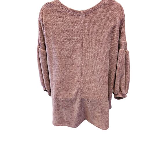 Cherish brushed velour knit pink slub sweater sz L /XL (?) Puff sleeve winter - Picture 2 of 6